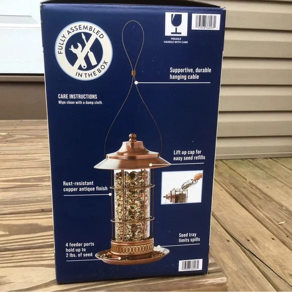 NEW Copper Finish Bird Feeder, Holds Up to 2 LBS - Picture 6 of 9